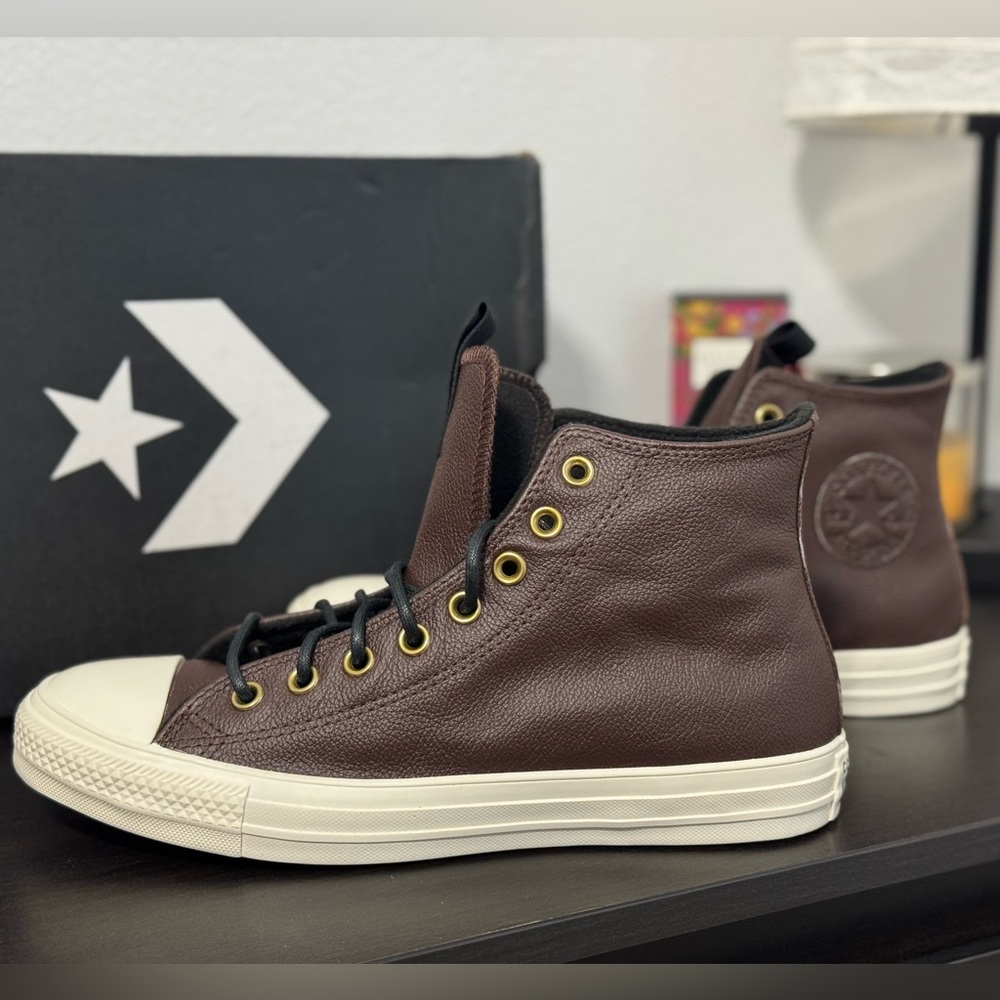 Converse CTAS Hi Dark Root|Black|Egret Leather Sneakers ✨NEW - Picture 3 of 6